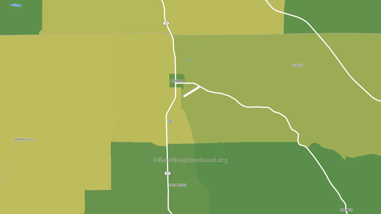 47452, IN block-group voter-turnout map