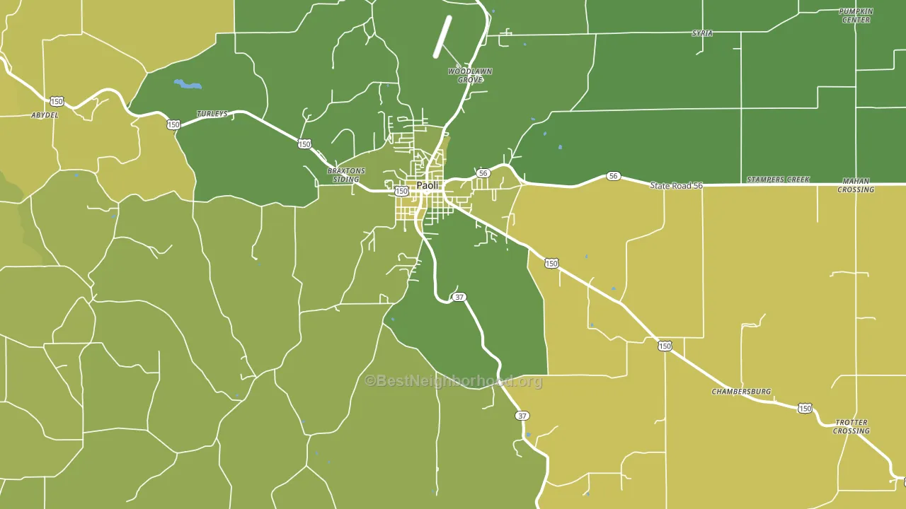 47454, IN block-group voter-turnout map