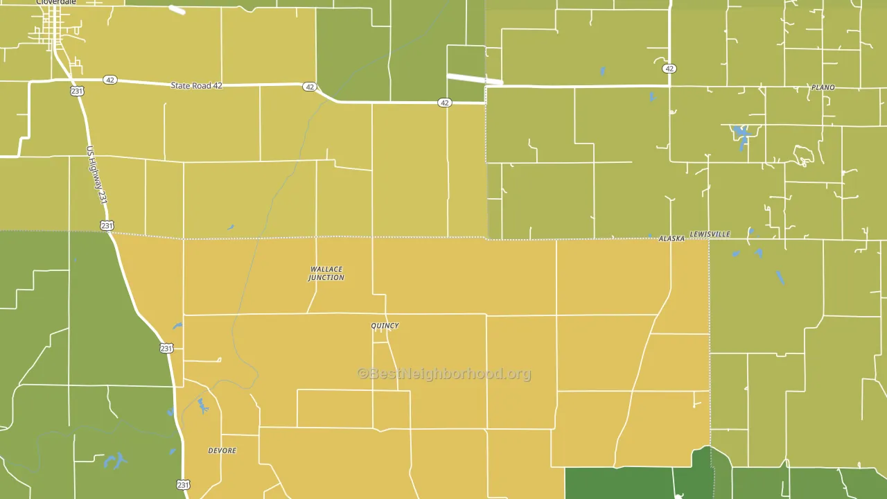 47456, IN block-group voter-turnout map