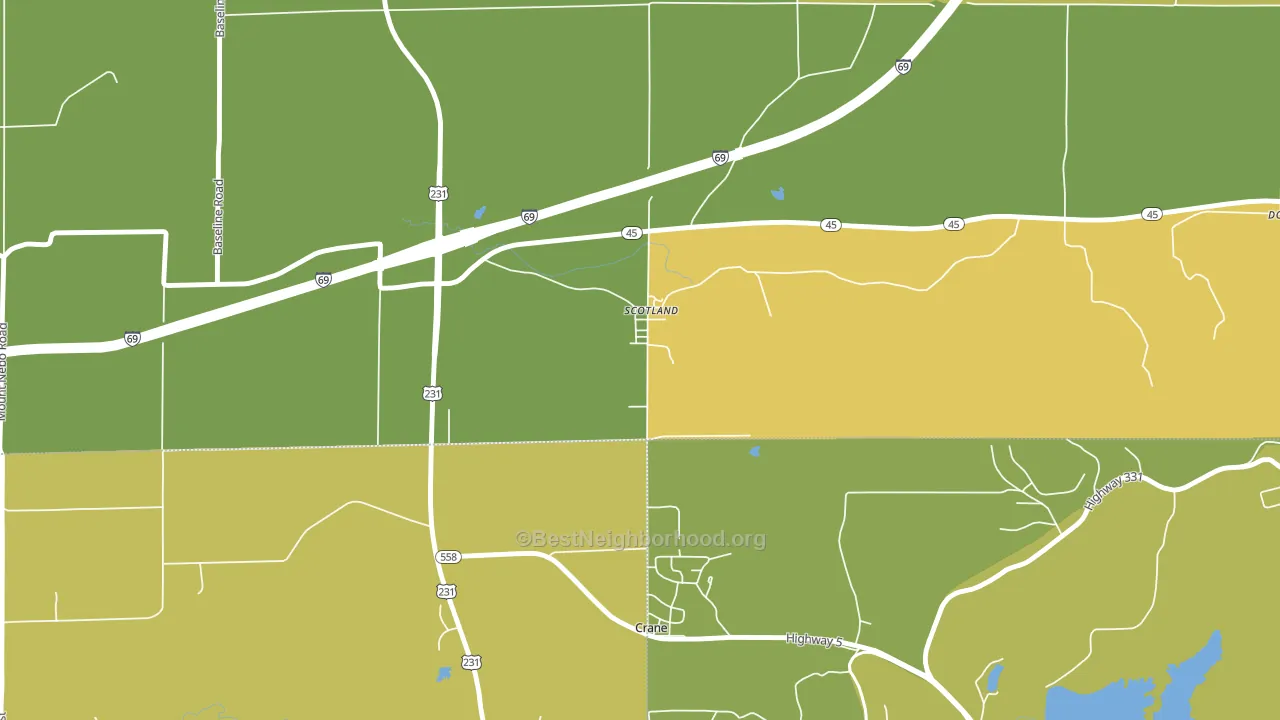 47457, IN block-group voter-turnout map