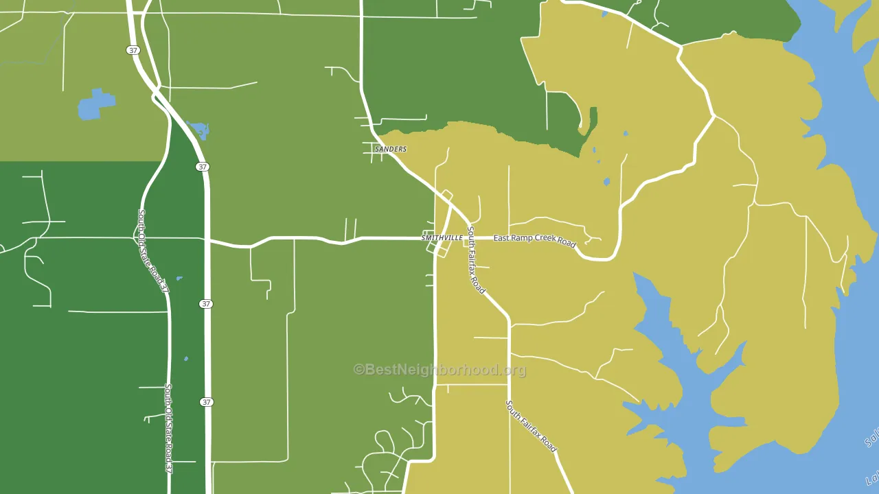 47458, IN block-group voter-turnout map