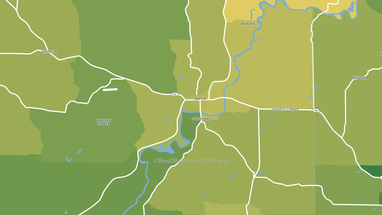 47460, IN block-group voter-turnout map