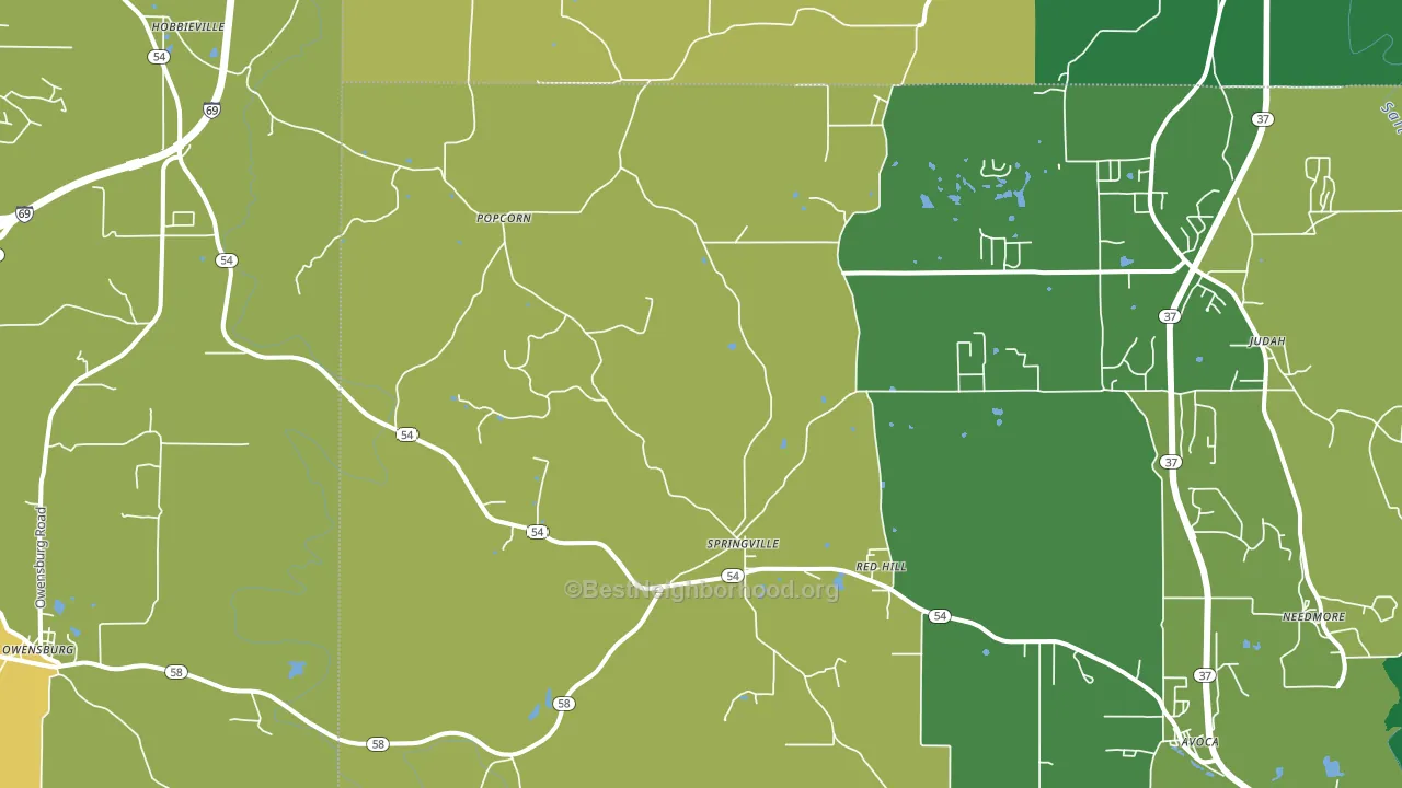 47462, IN block-group voter-turnout map