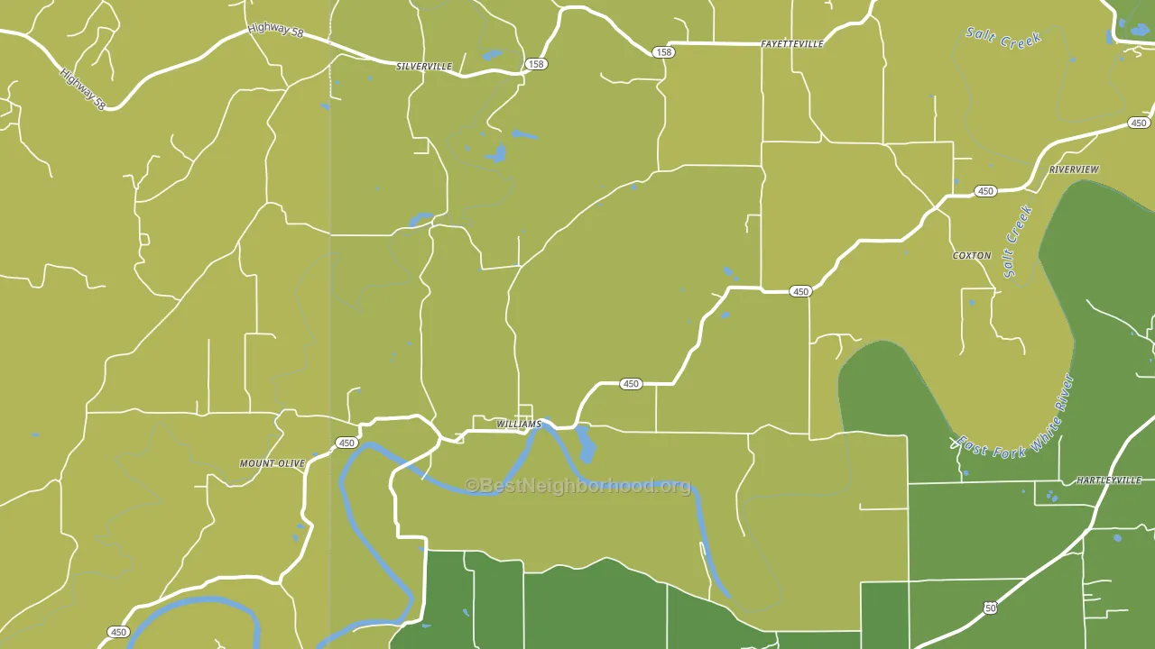 47470, IN block-group voter-turnout map