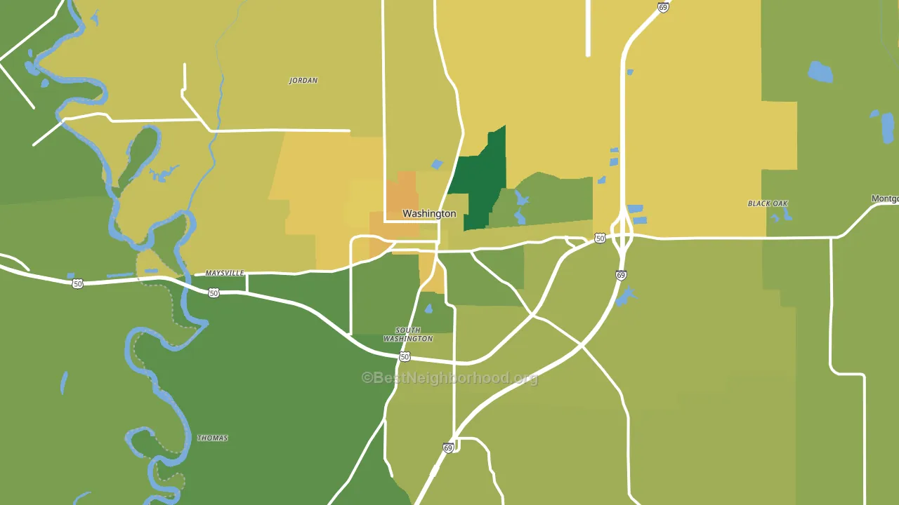 47501, IN block-group voter-turnout map