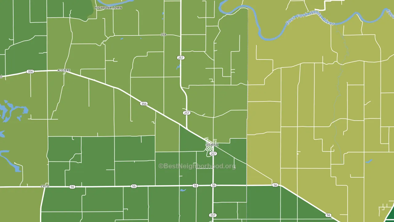 47564, IN block-group voter-turnout map