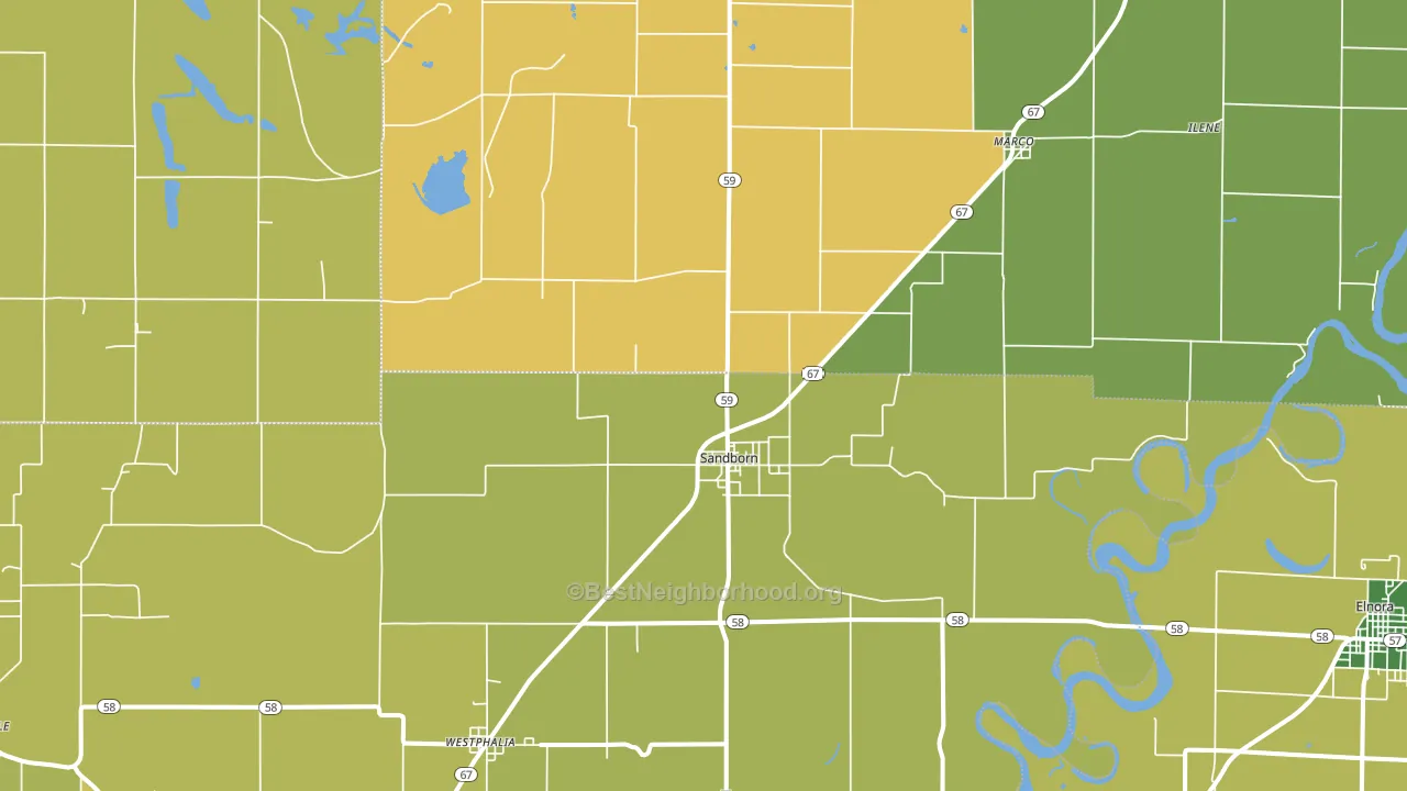 47578, IN block-group voter-turnout map