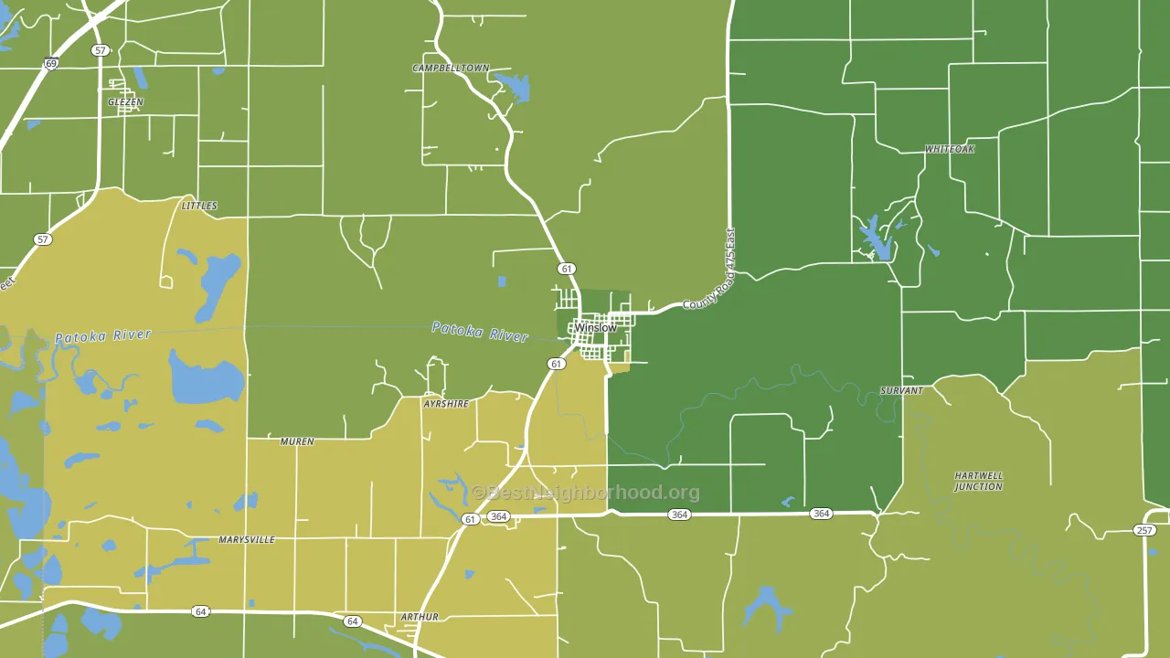 47598, IN block-group voter-turnout map