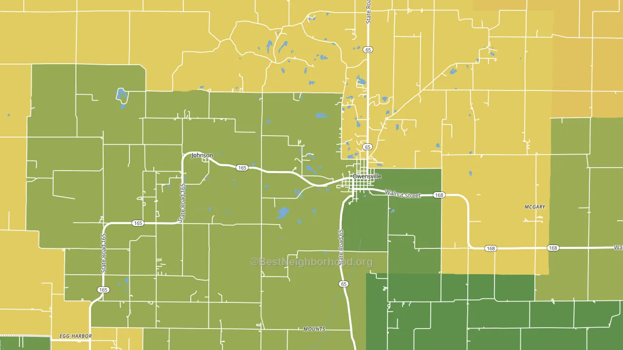 47665, IN block-group voter-turnout map