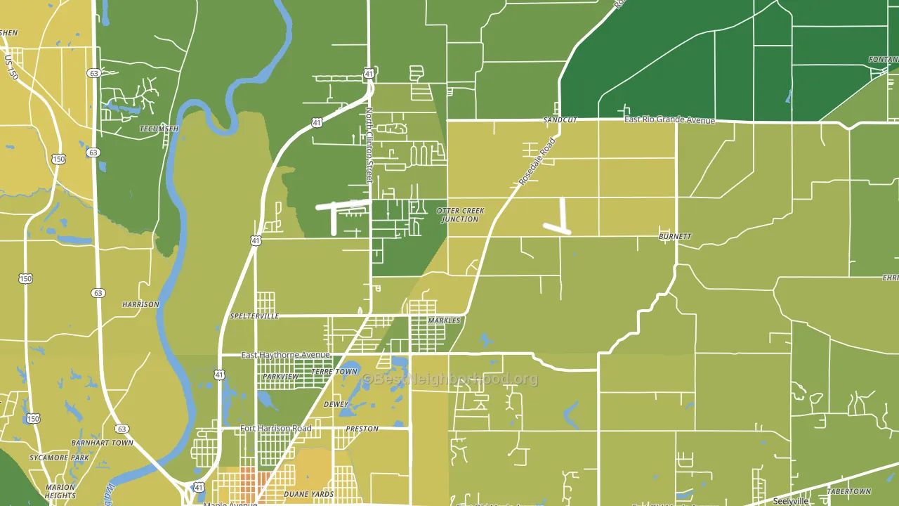 47805, IN block-group voter-turnout map