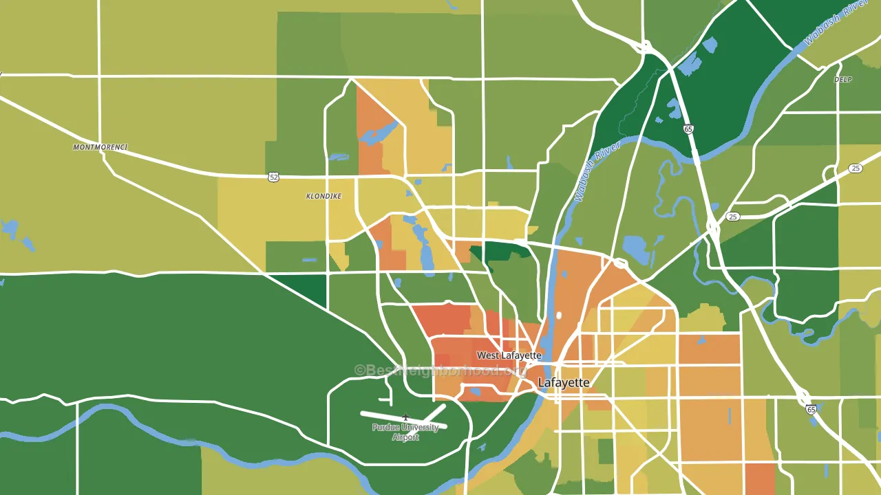 47906, IN block-group voter-turnout map
