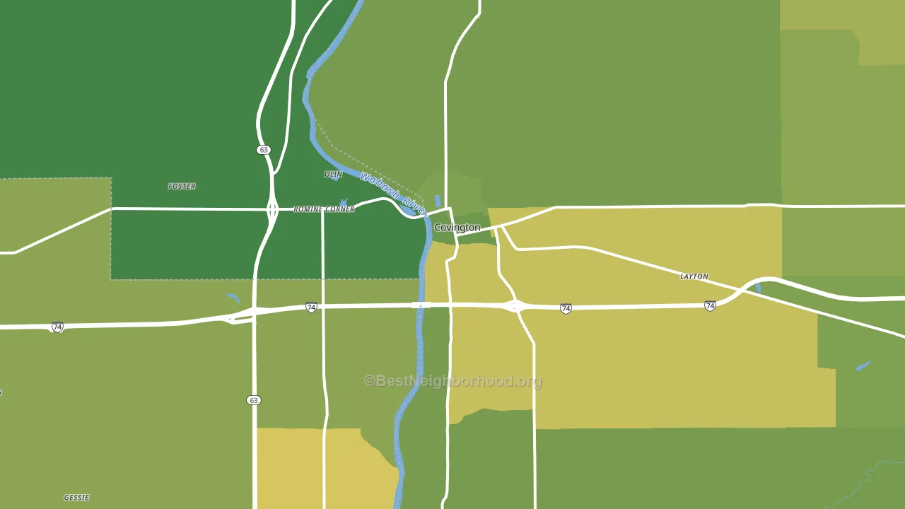 47932, IN block-group voter-turnout map