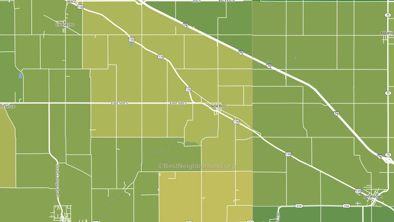 47968, IN block-group voter-turnout map