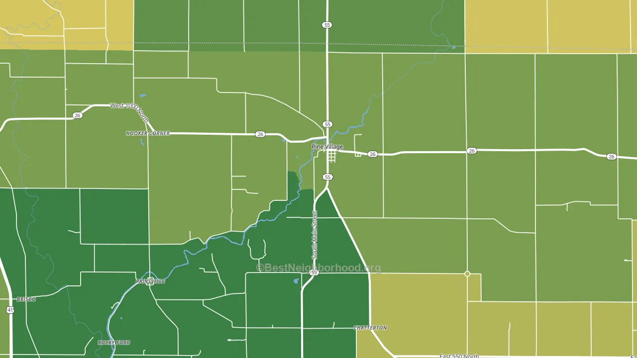 47975, IN block-group voter-turnout map