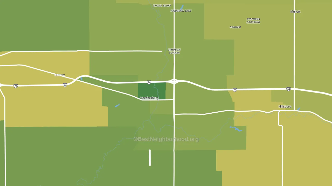 47987, IN block-group voter-turnout map