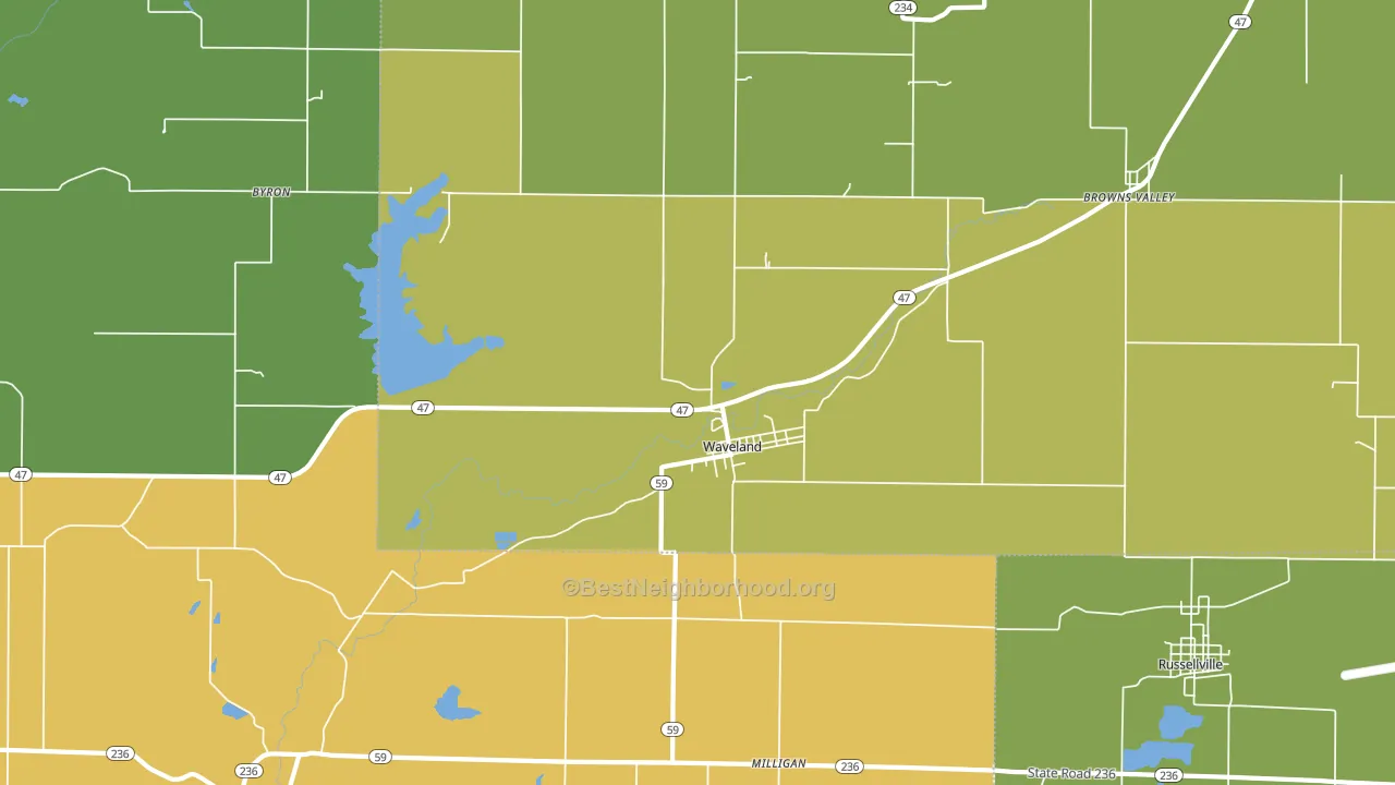 47989, IN block-group voter-turnout map
