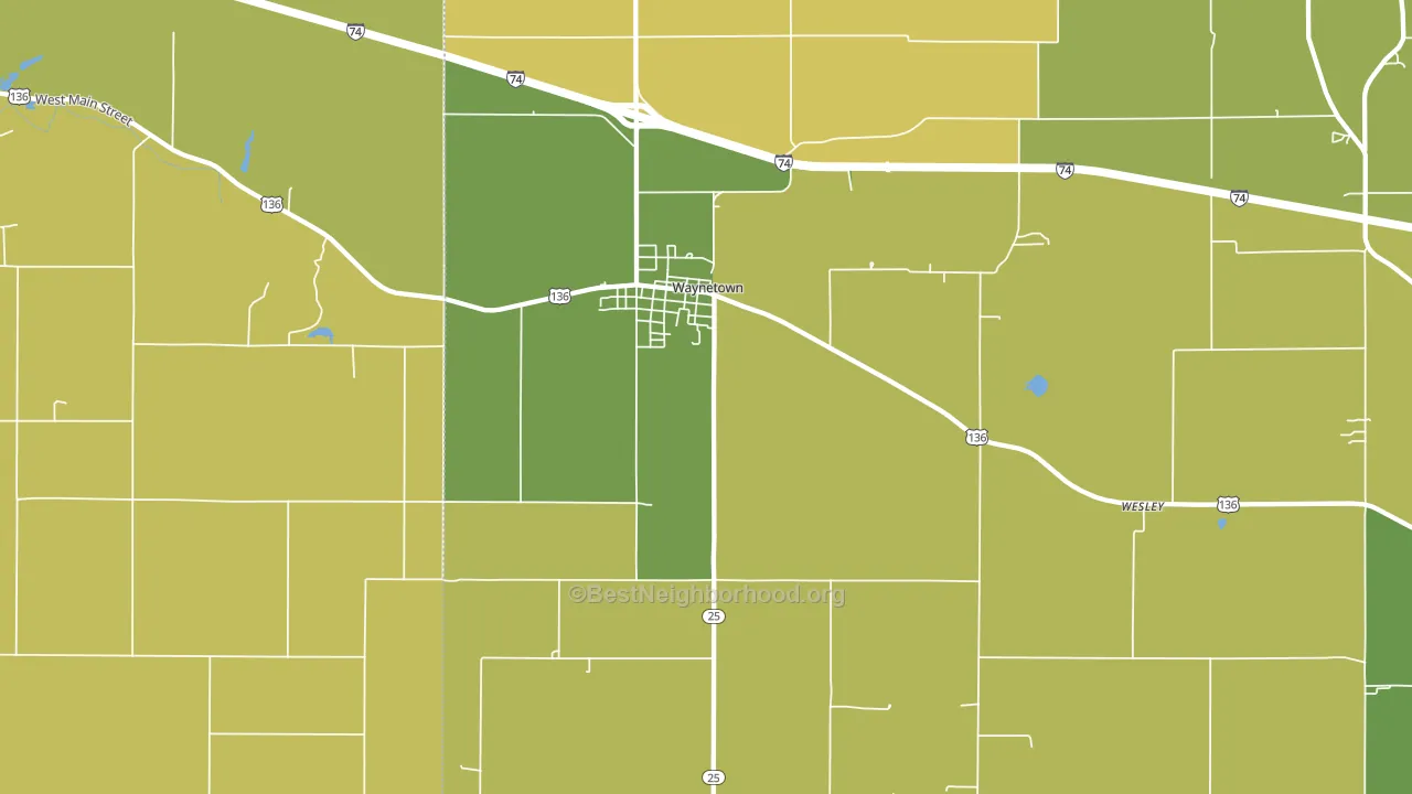 47990, IN block-group voter-turnout map