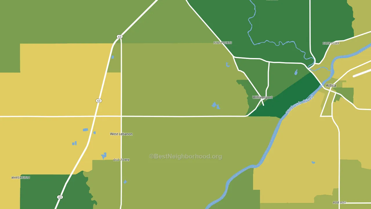 47993, IN block-group voter-turnout map