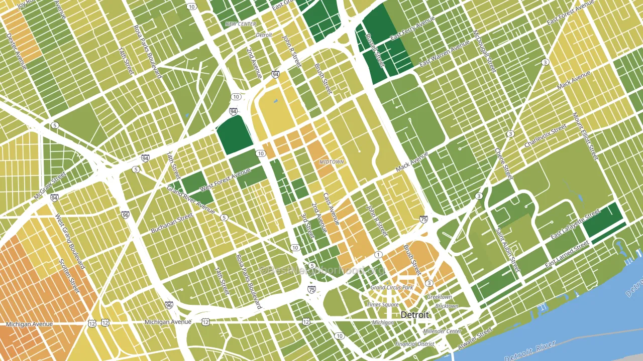 48201, MI block-group voter-turnout map