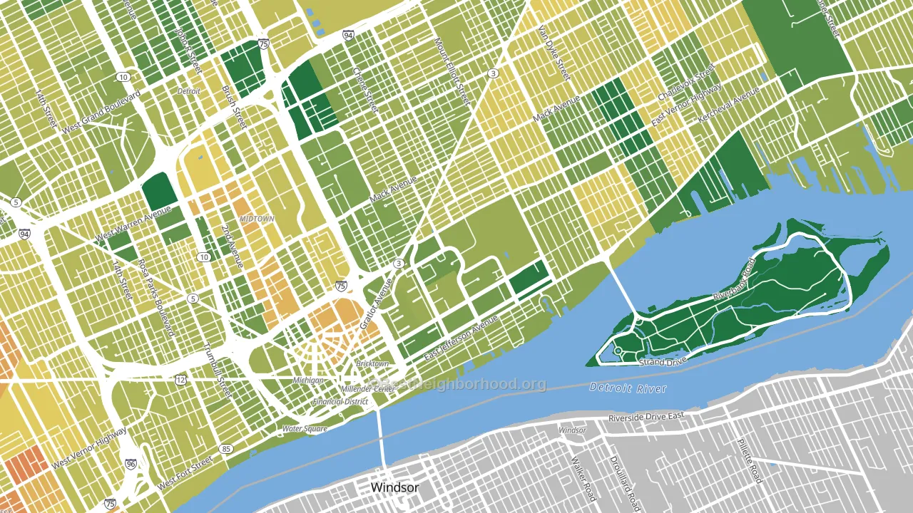48207, MI block-group voter-turnout map