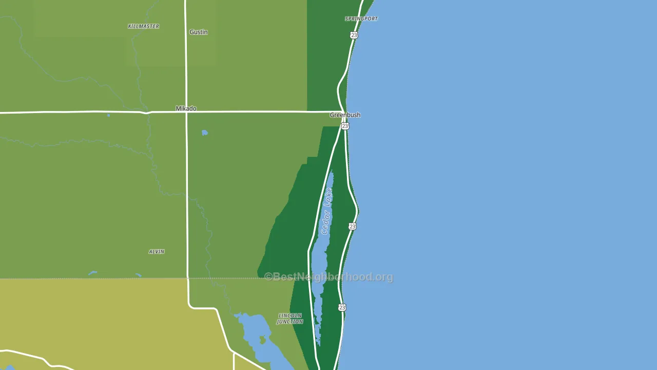 48738, MI block-group voter-turnout map