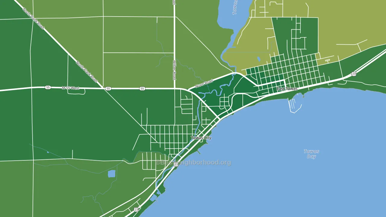 48764, MI block-group voter-turnout map