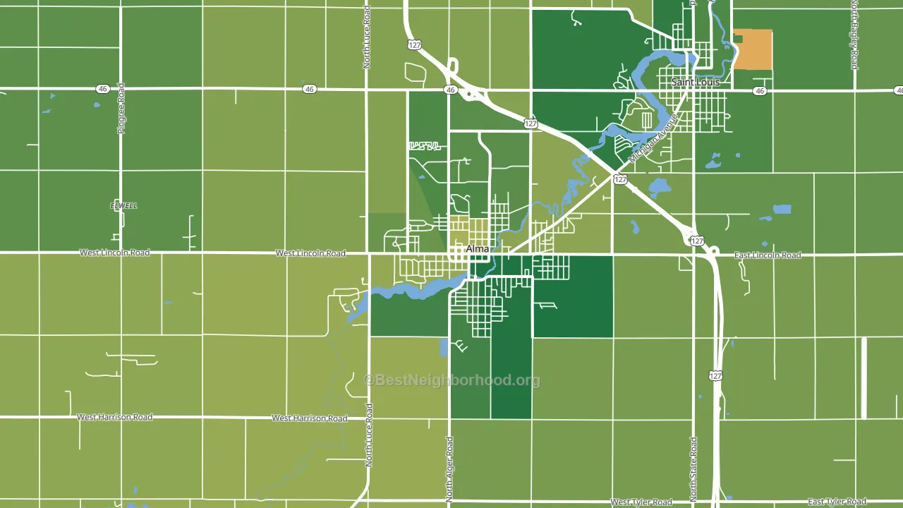 48801, MI block-group voter-turnout map
