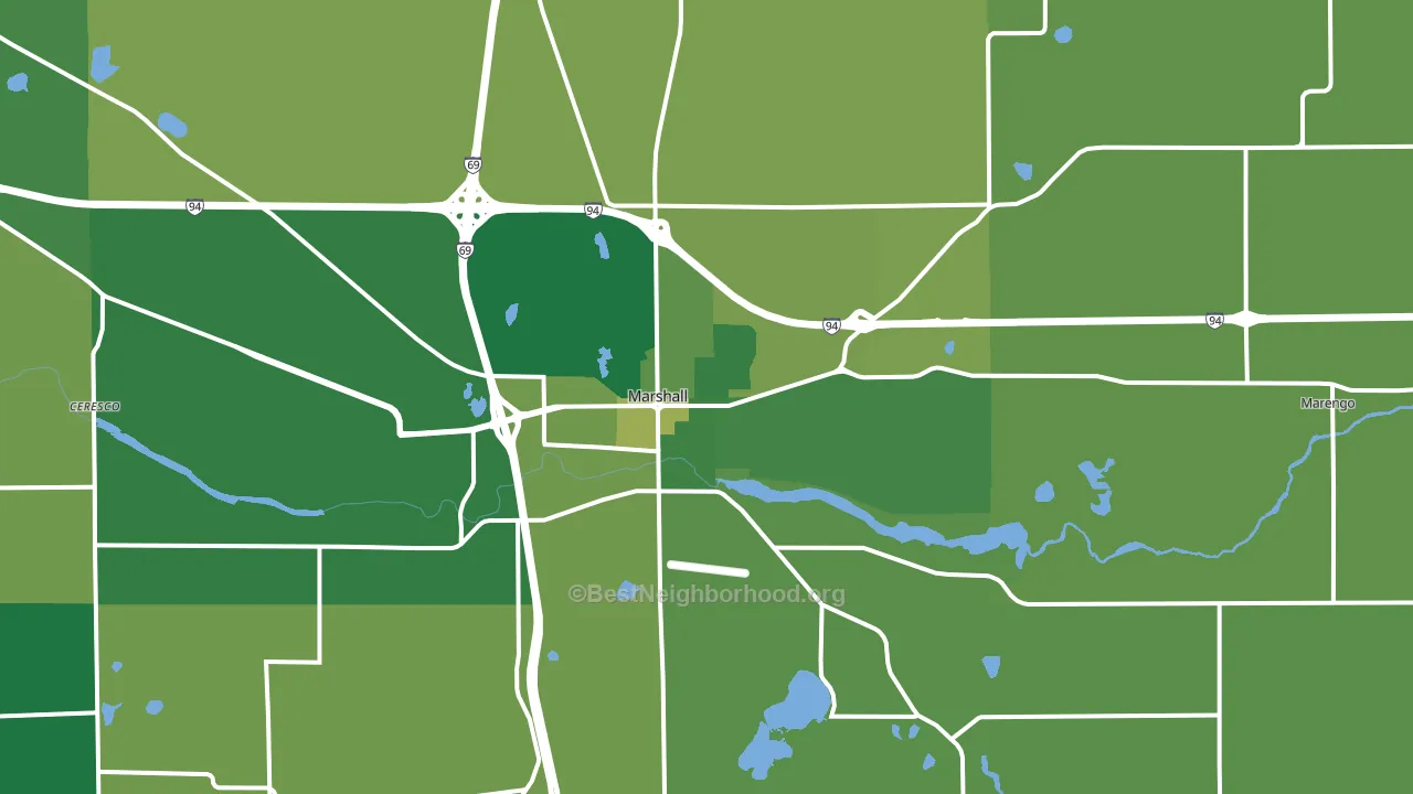 49068, MI block-group voter-turnout map