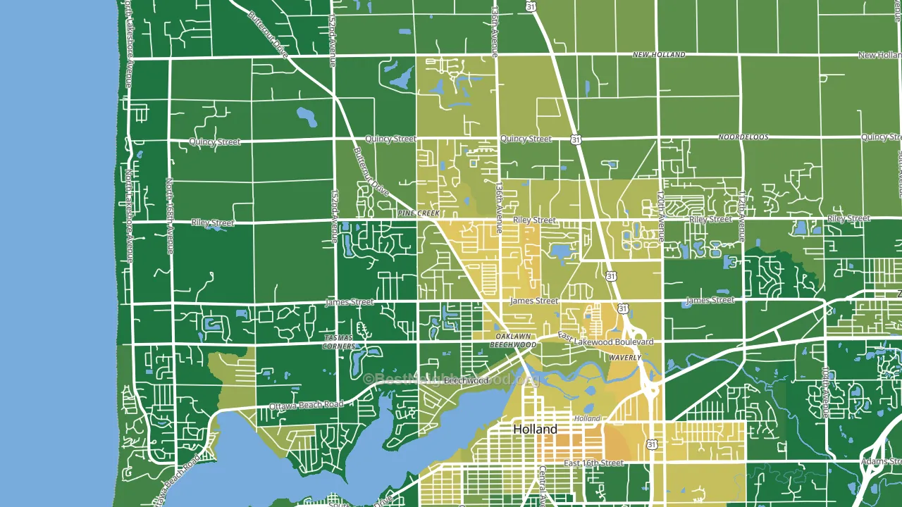 49424, MI block-group voter-turnout map