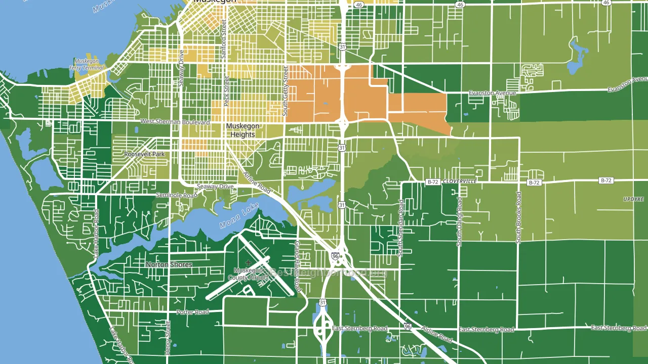 49444, MI block-group voter-turnout map
