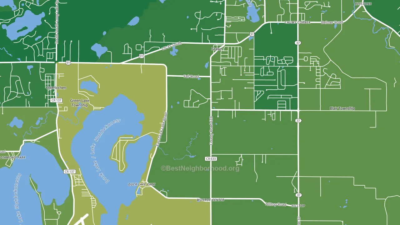 49637, MI block-group voter-turnout map
