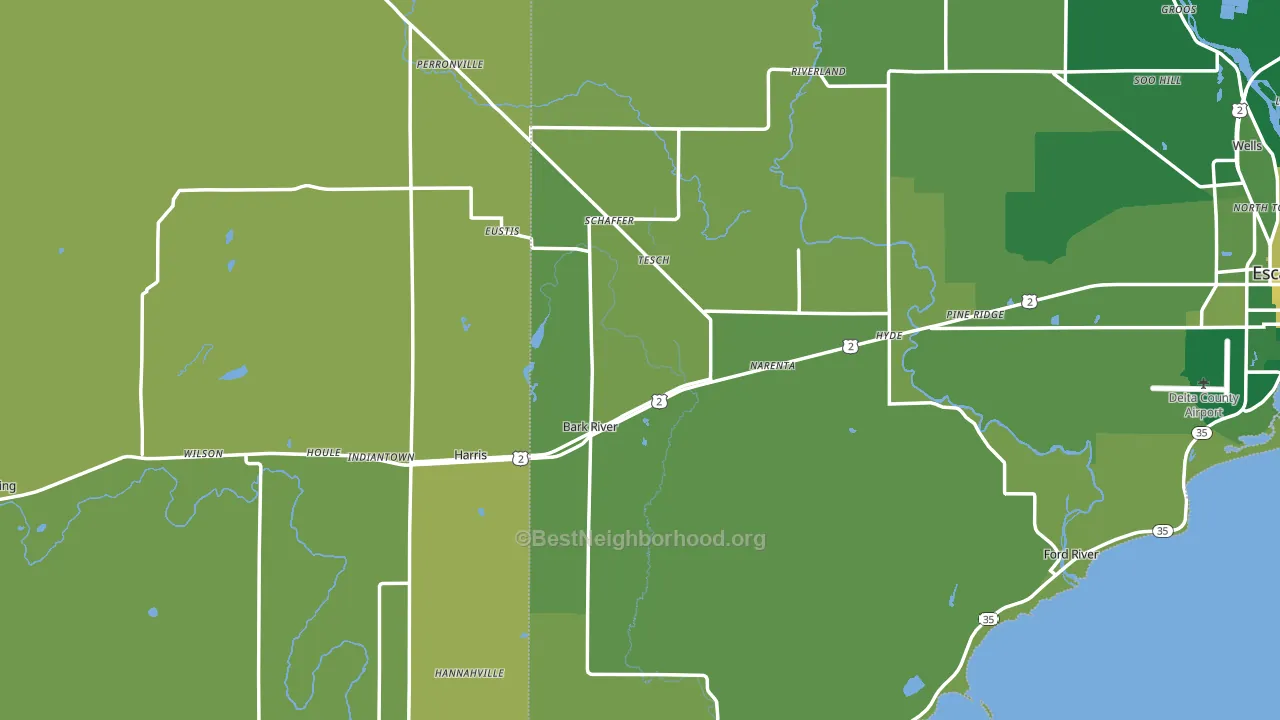 49807, MI block-group voter-turnout map