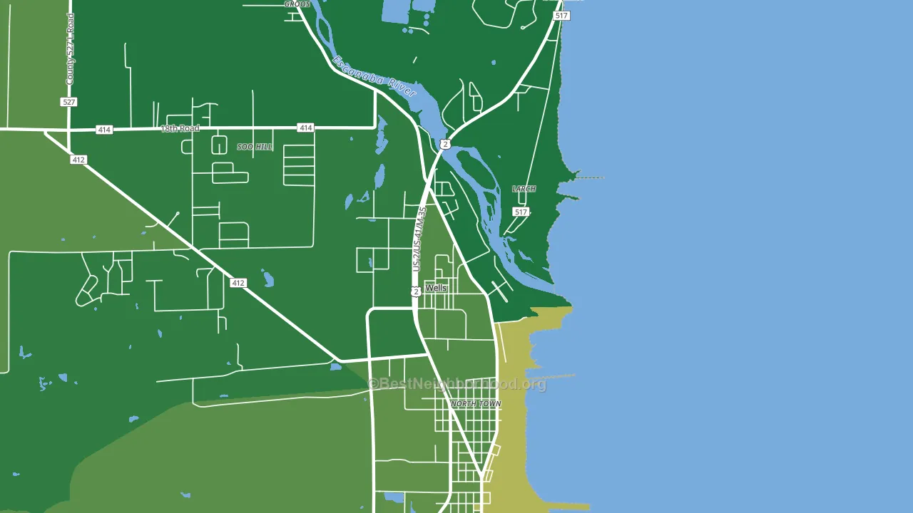 49894, MI block-group voter-turnout map