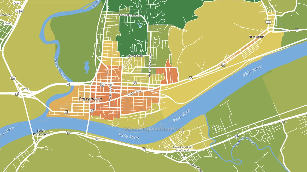 4th Ward, Portsmouth, OH block-group voter-turnout map