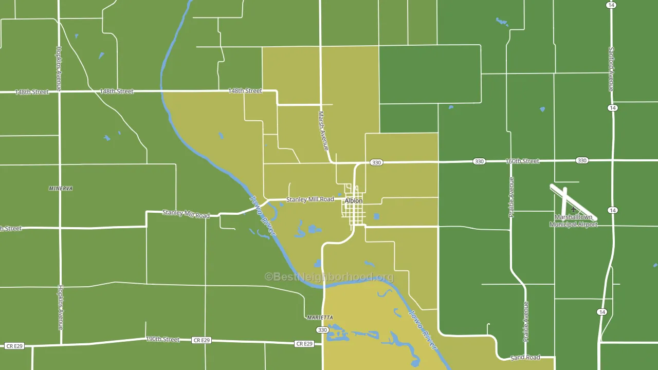 50005, IA block-group voter-turnout map