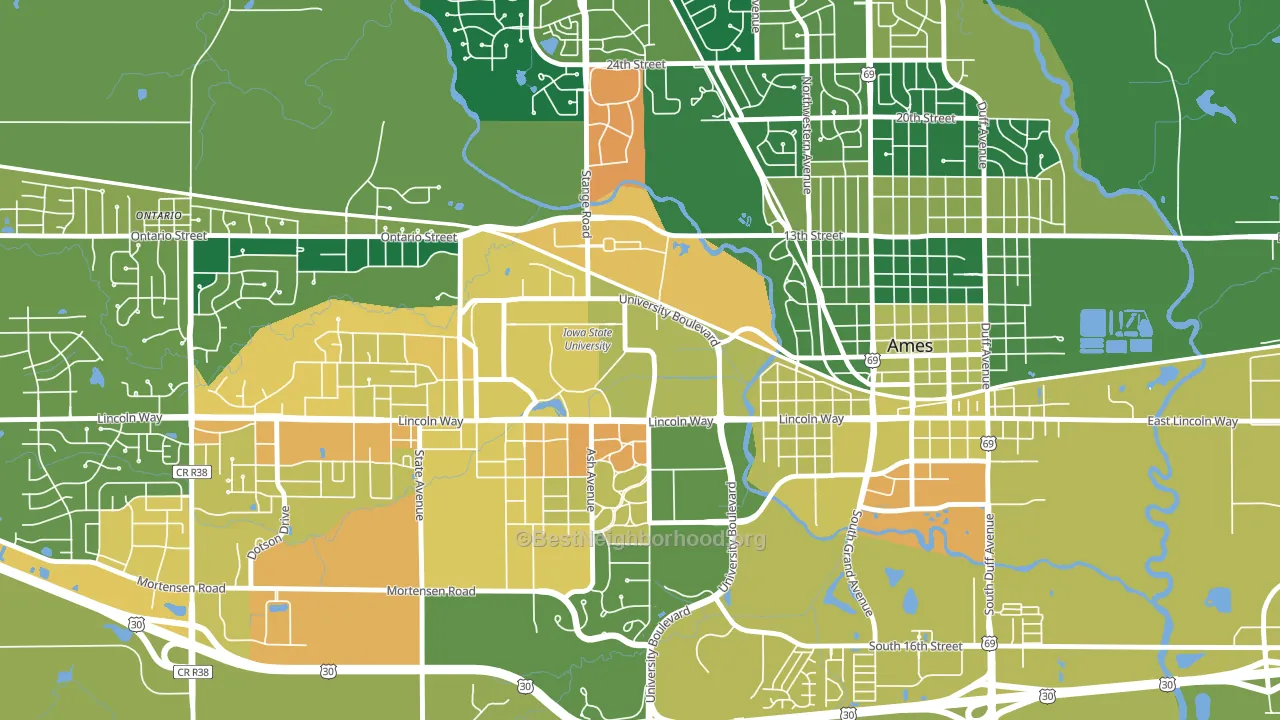 50011, IA block-group voter-turnout map