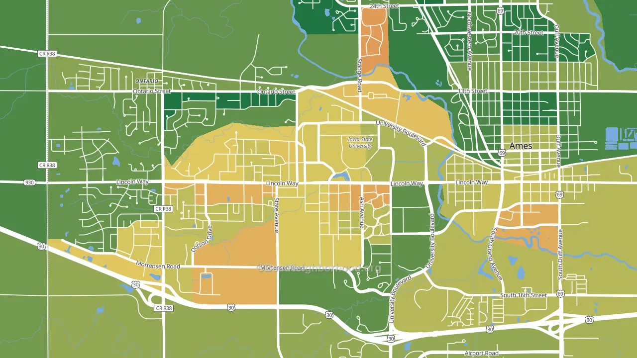 50012, IA block-group voter-turnout map