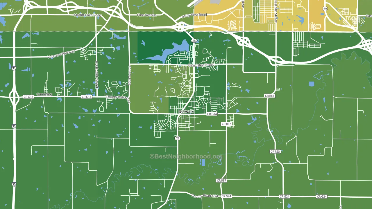 50211, IA block-group voter-turnout map