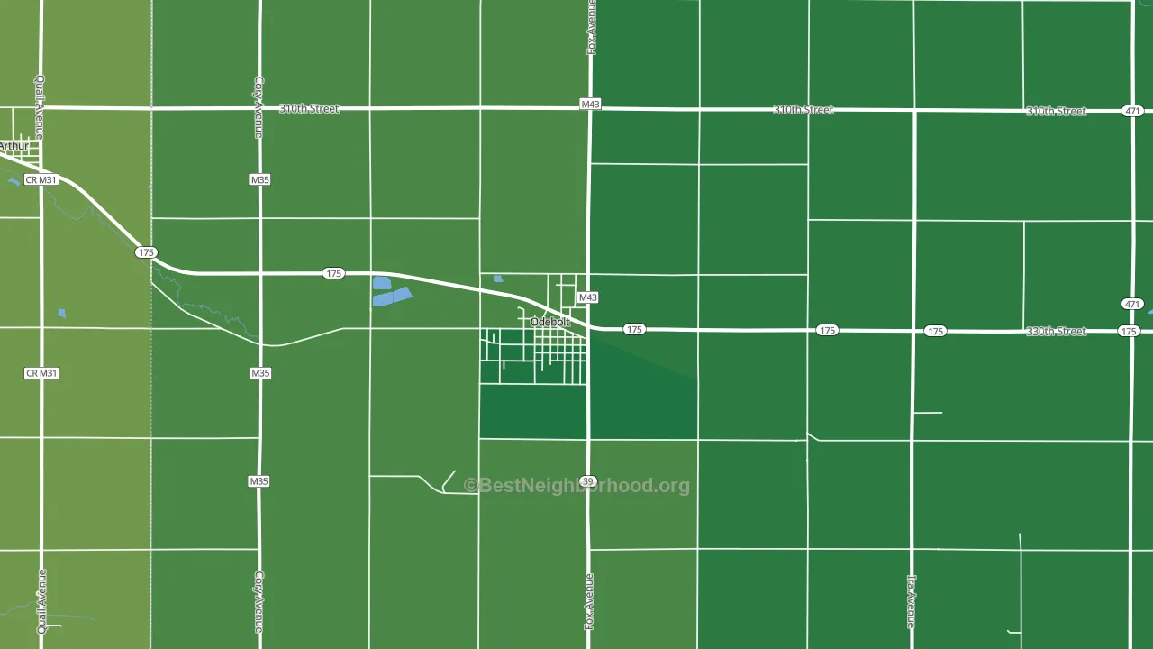 51458, IA block-group voter-turnout map