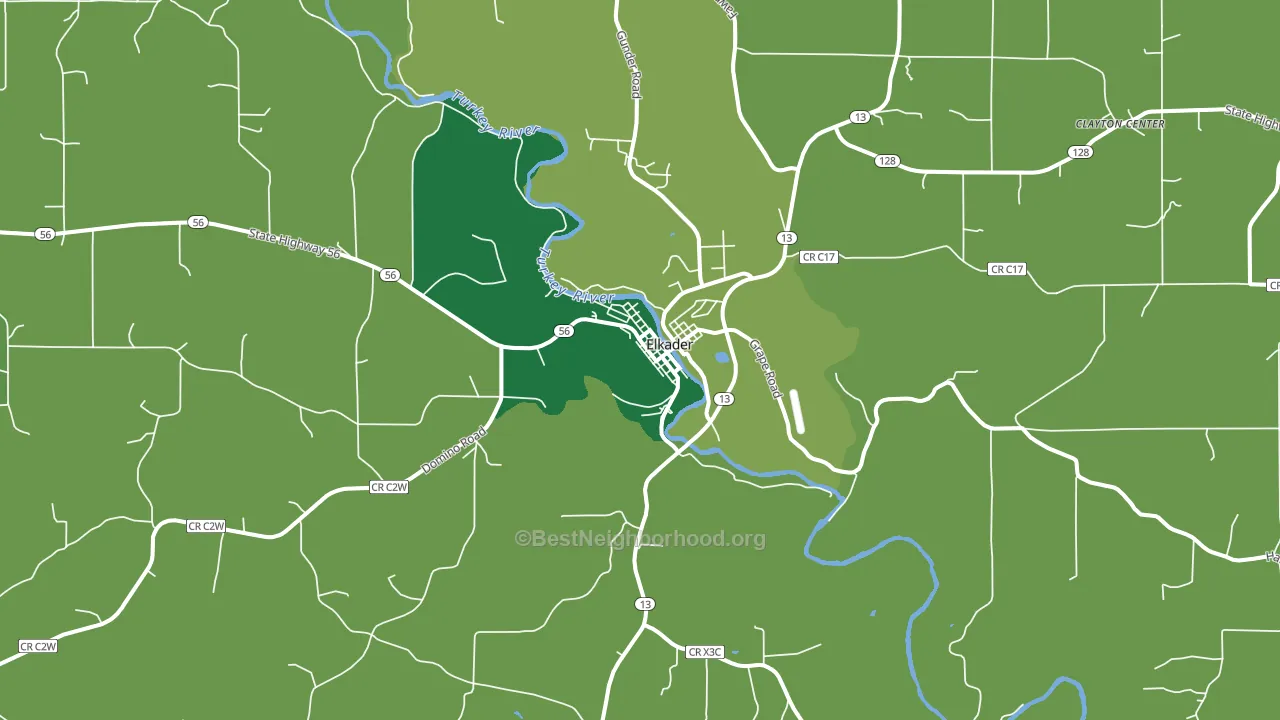 52043, IA block-group voter-turnout map
