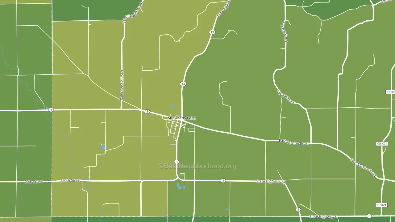 52076, IA block-group voter-turnout map