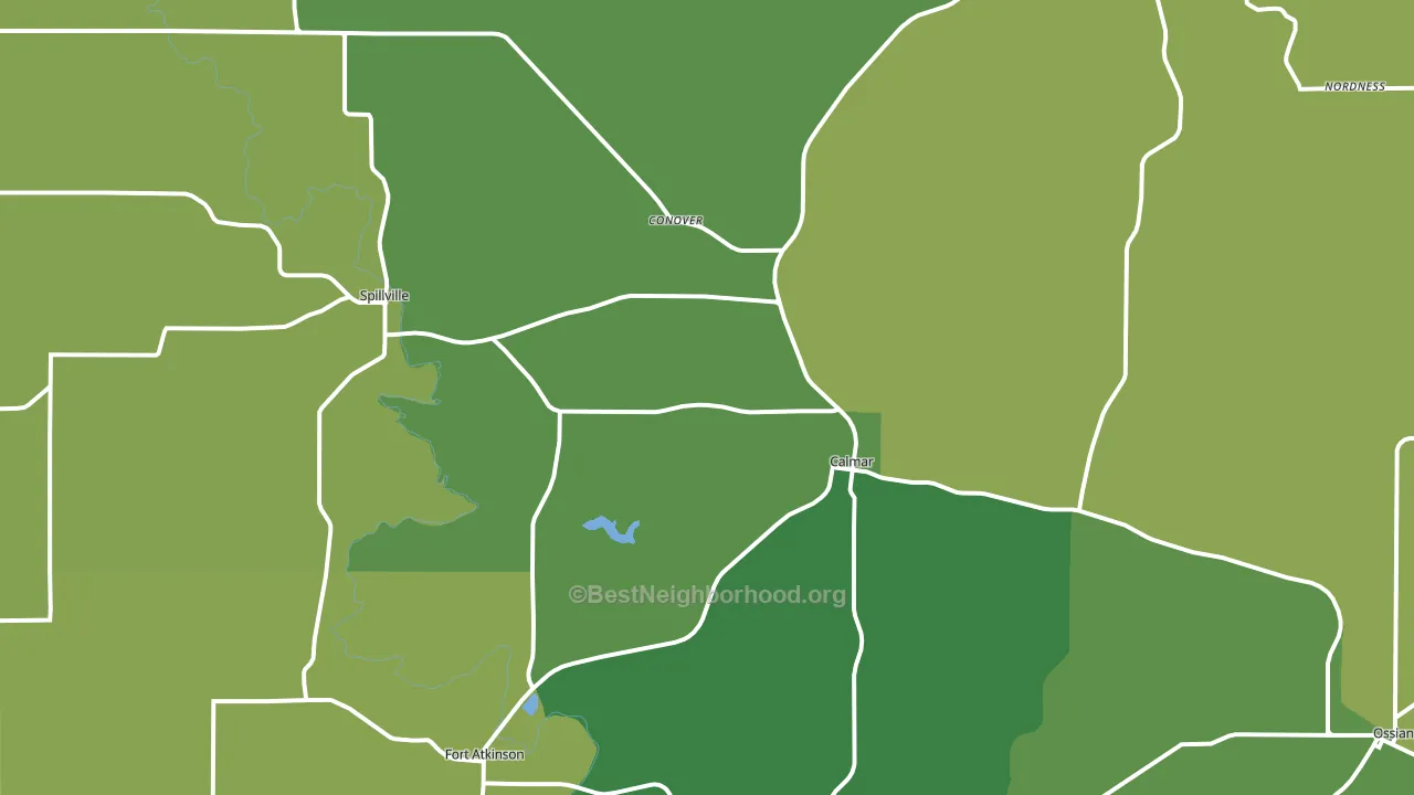 52132, IA block-group voter-turnout map