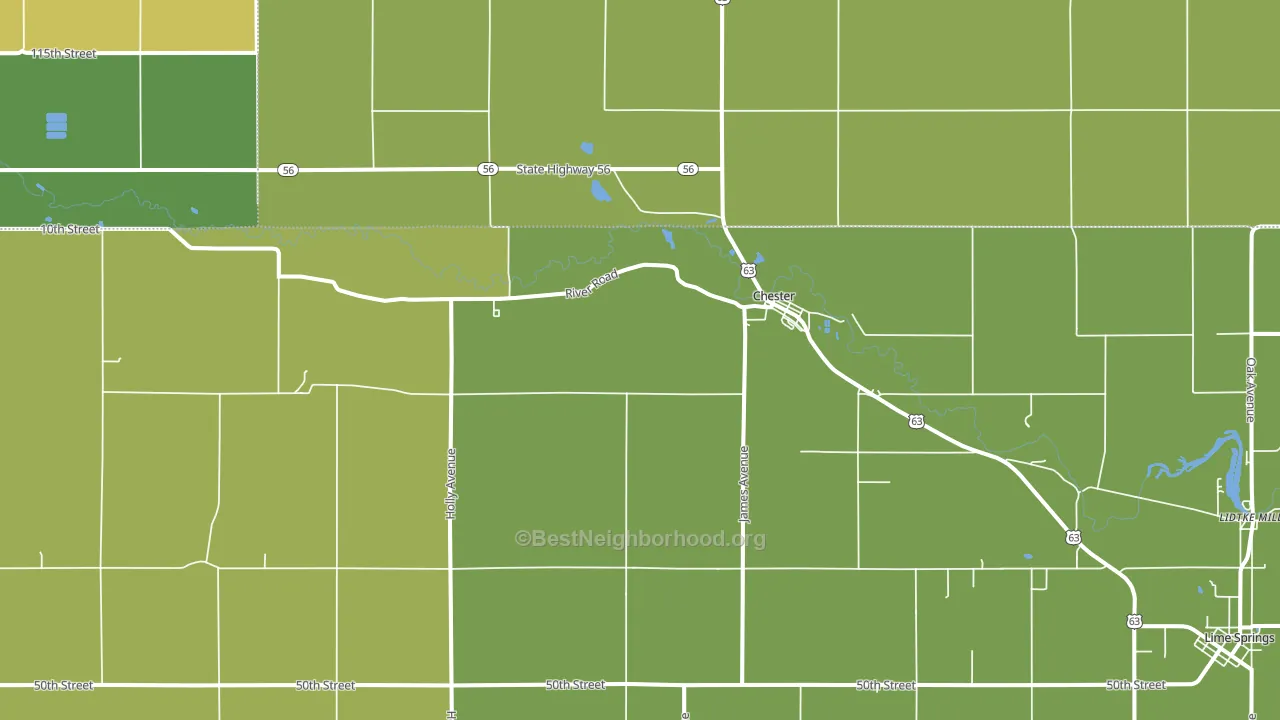 52134, IA block-group voter-turnout map