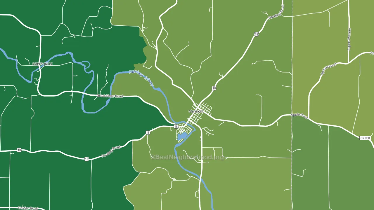 52135, IA block-group voter-turnout map