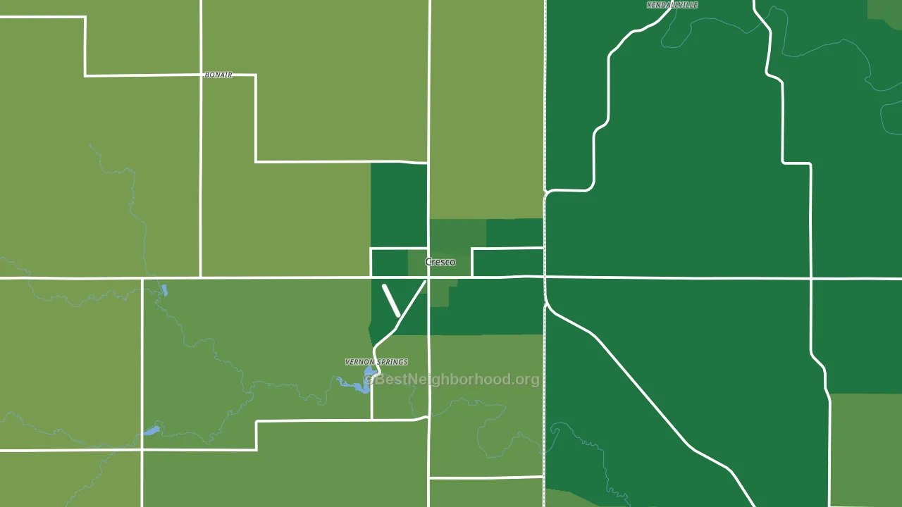 52136, IA block-group voter-turnout map