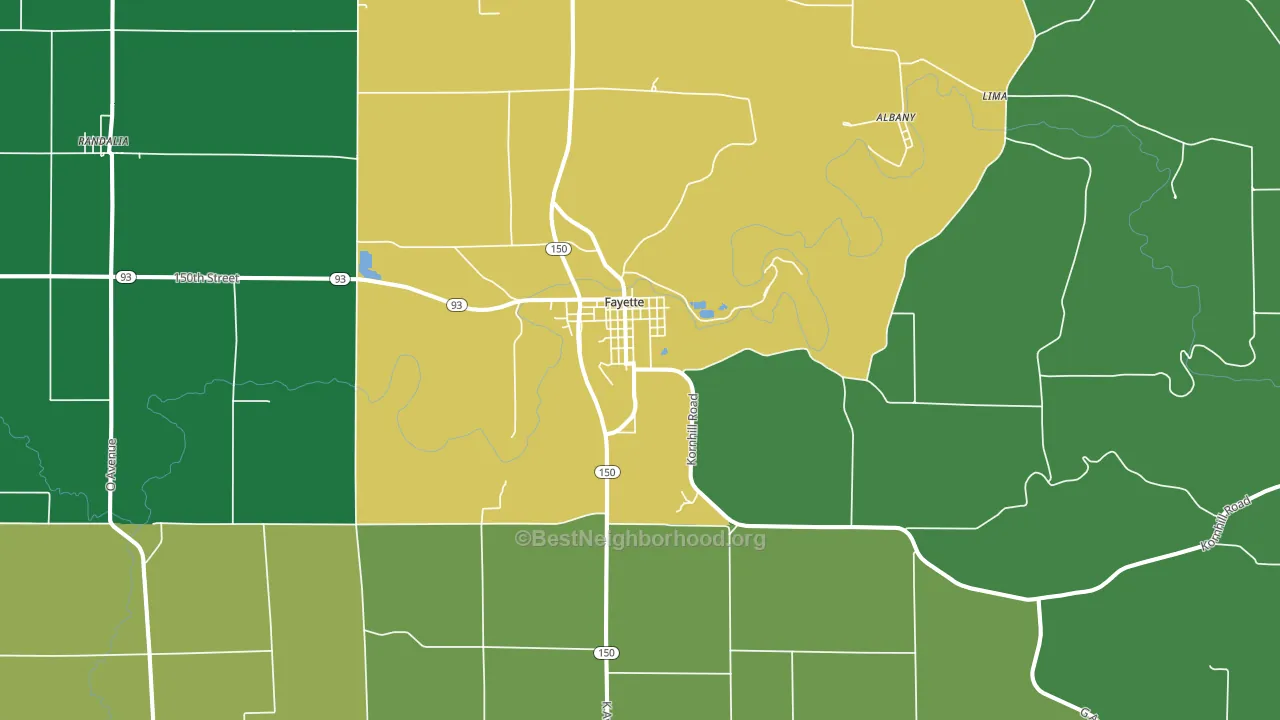 52142, IA block-group voter-turnout map
