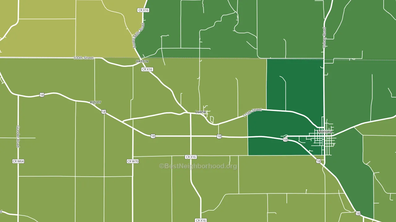 52156, IA block-group voter-turnout map