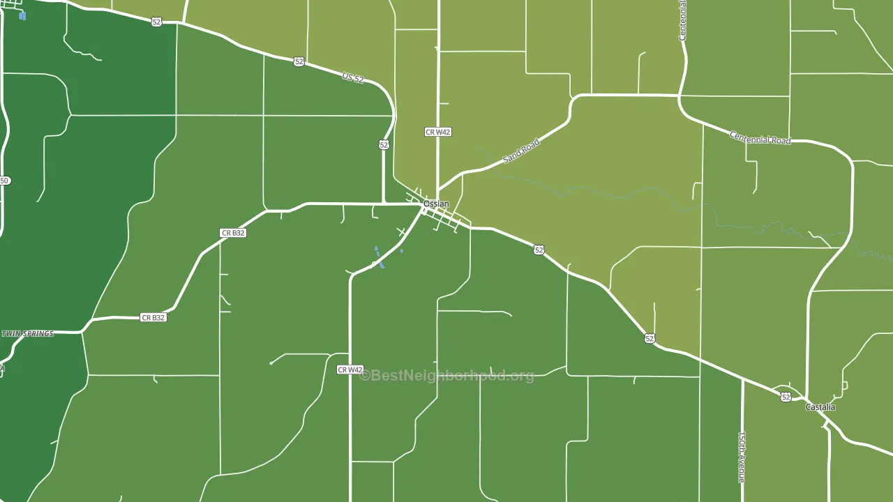 52161, IA block-group voter-turnout map