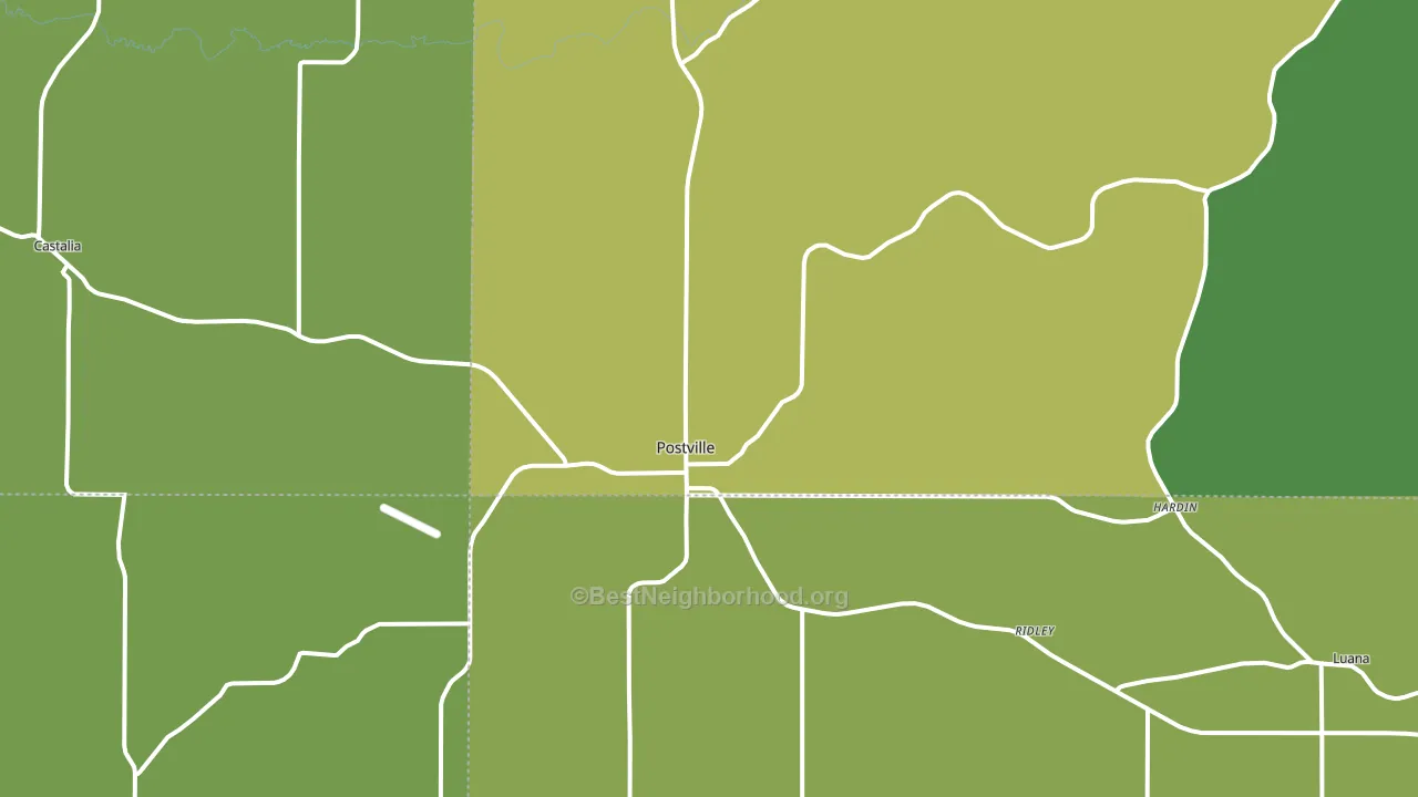 52162, IA block-group voter-turnout map