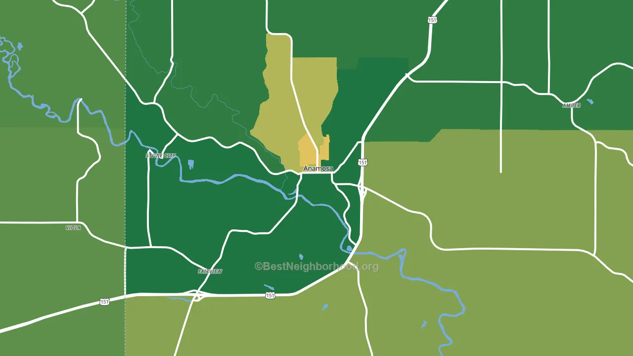 52205, IA block-group voter-turnout map
